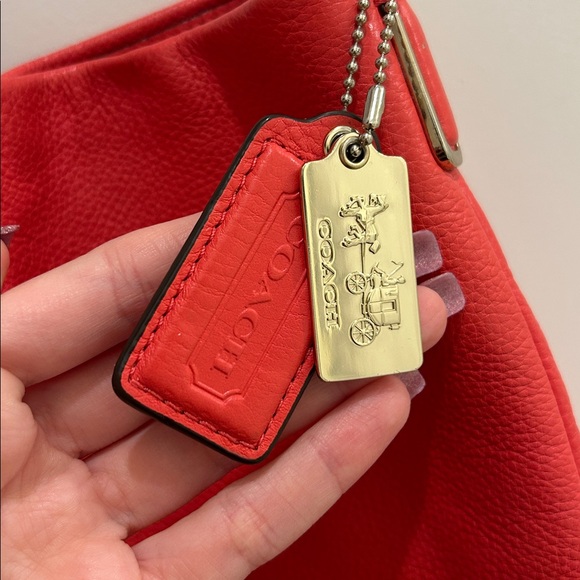 Coach Madison Phoebe Shoulder Bag in Coral Red Pebbled Leather - Picture 3 of 15